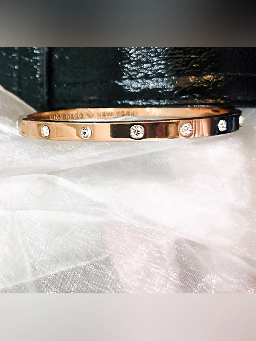 *NWOT (bag included) kate spade Rose Gold Crystal-Studded Bangle - Picture 3 of 15